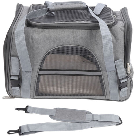 Pet Carrier Breathable Mesh Cat Carrier Bag Collapsible Portable Dog Carrier Large Capacity Puppy Bag for Travel Camping Shopping Grey
