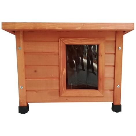 COSTWAY Casetta per Cani e Gatti a 2 Piani in Legno da Interno Esterno, Cuccia  per Animali Domestici con Balcone, Rampa, Porte di Fuga e Tende in PVC, Cuccia  per Cani e