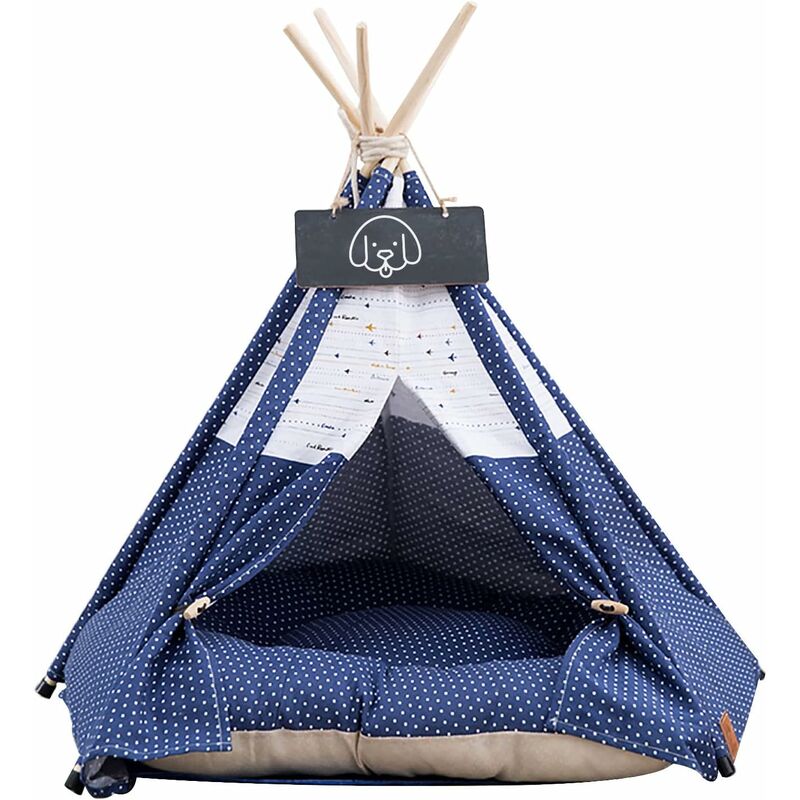 Pet Cat Dog Teepee With Cushion,Luxury Teepee Tent,Indoor Dog And Cat Kennel,Cat Houses With Small Board Pet Bed Black - Gdrhvfd