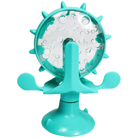 Pet cat toy, wheel windmill, food spiller, 360 degree rotation, fixed suction cup