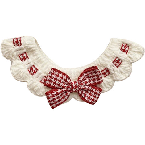 Pet Collar Cute Bow Decor Cat Dog Bib Wool Knitted Pet Collar for Decoration Photography Red S (20‑25cm)