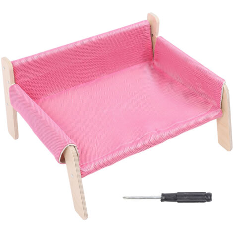 Pet Couch Bed Pine Wood Stylish Look Versatile Anxiety Relief Elevated Cat Dog Sofa Bed for Home Indoor Pink