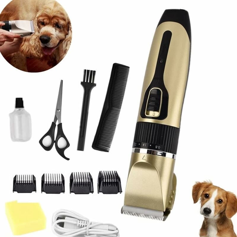 Pet Dog tondeuse Professional, tondeuse à chien électrique Dog tondeuse kit avec 4 Guide peigne tondeuse à barbe