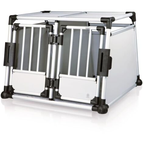 Pet Doppeltransportbox M-L Aluminium TRIXIE