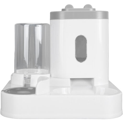 Pet Food Water Dispenser 2 in 1 Large Capacity Detachable Automatic Cat Waterer Feeder for Dog Puppy Gray