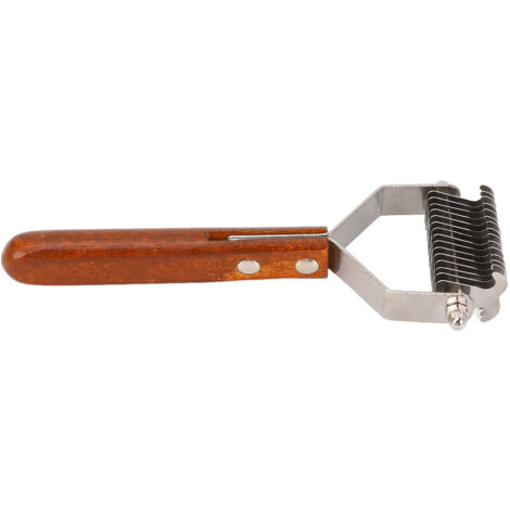 Pet Grooming Brush Stainless Steel Double Sided Dematting Deshedding Brush Dogs Shedding Tool with Wooden Handle Small