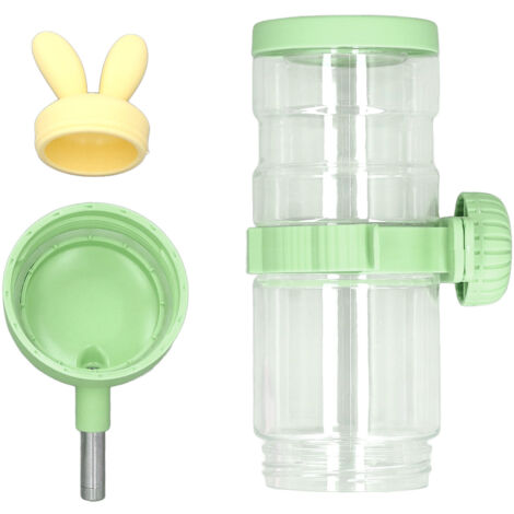 Pet Hanging Water Bottle Multipurpose Leakage Proof Large Capacity Hanging Water Feeder for Small Animals Rabbit Guinea Pig Hedgehog Rat Green 900ml