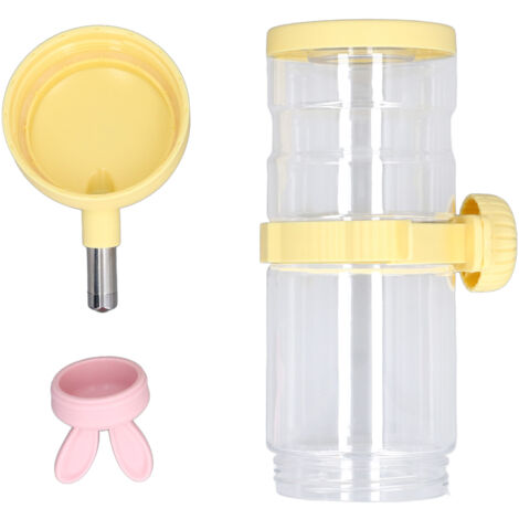 Pet Hanging Water Bottle Multipurpose Leakage Proof Large Capacity Hanging Water Feeder for Small Animals Rabbit Guinea Pig Hedgehog Rat Yellow 550ml