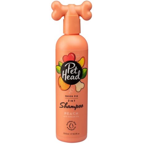 Pet Head Shampoo e Balsamo per cani Quick Fix  Profumo di pesca Nutre e distende il pelo  Ingredienti Naturali e Vegani  Formula delicata per cuccioli  300ml