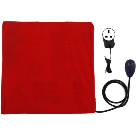 Pet Heating Pad 7 Temperature Settings Dogs Cats Electric Heated Pad with Auto Power Off for Home Indoor Red 50x50cm / 19.7x19.7in UK Plug