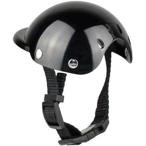 Pet Helmet, Dog Safety Cap, Bike Helmet Cap for Cats, Universal Plastic Adjustable Dog Motorcycle Helmet for Small Dogs, Cats (Black，S)