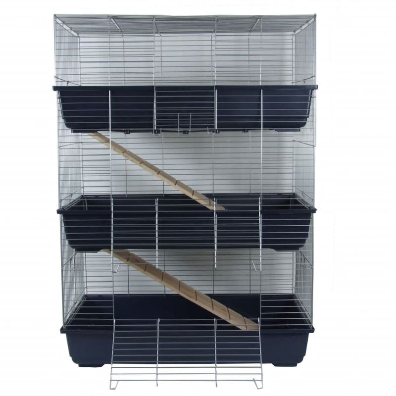 

Jaula de conejos de 3 niveles 80x44x120 cm azul 25034 - Azul - @pet