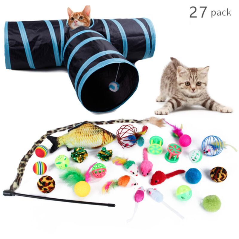 

Pet K-itten Toy Set 27 piezas de K-itten Channel Funny K-itten Stick Plush Mouse Variedad de juguetes combinados Juguetes para roer