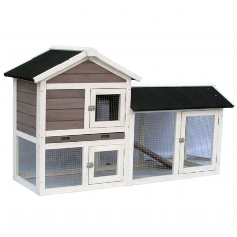 @Pet Kaninchenstall Avoriaz Weiß und Braun 147x53x85 cm 20098 @Pet