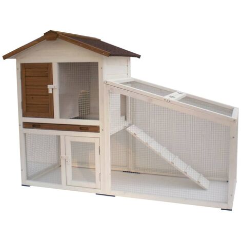 @Pet Kaninchenstall Tommy Weiß und Braun 140x65x100 cm 20072 @Pet - Weiß