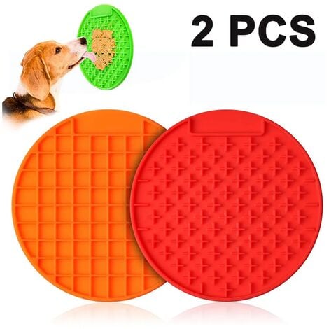 Lick Mat for Dogs, Peanut Butter Slow Feeder for Pet, Dog Lick Pad for Anxiety Relief, Treats & Grooming, Great for Pet Training in Shower , 2pcs