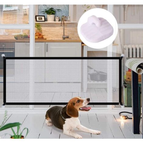 Pet Magic Gate, Pet Safety Gate, Portable Folding Mesh Magic Gate, Baby Safety Gate 180x72cm-Black