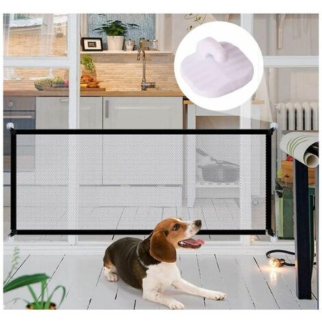 Pet Magic Gate, Pet Safety Gate, Portable Folding Mesh Magic Gate, Baby Safety Gate 180x72cm-Black