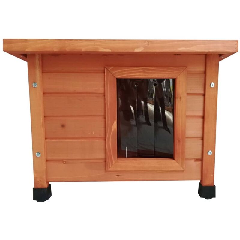 PET - Maison d'extérieur pour chats 57x45x43 cm Bois Marron @