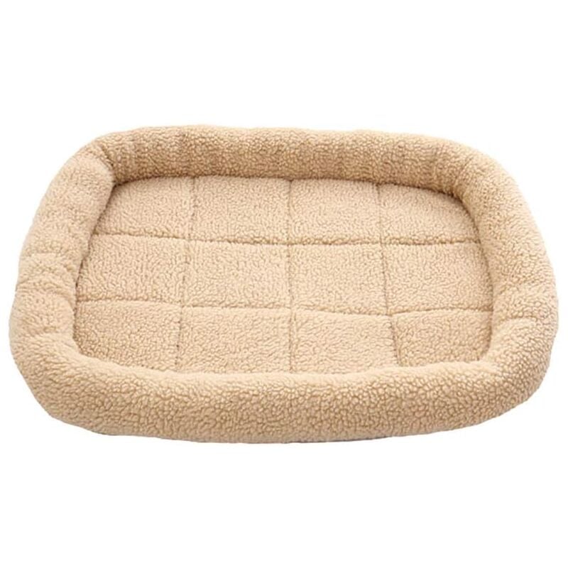 Longziming - Pet Nest Dog Cat Bed Rectangular Bed Warm Plush Nesting Box Bedding Cushion Washable Mattress for Small Medium Dogs Cats 60x50cm Beige