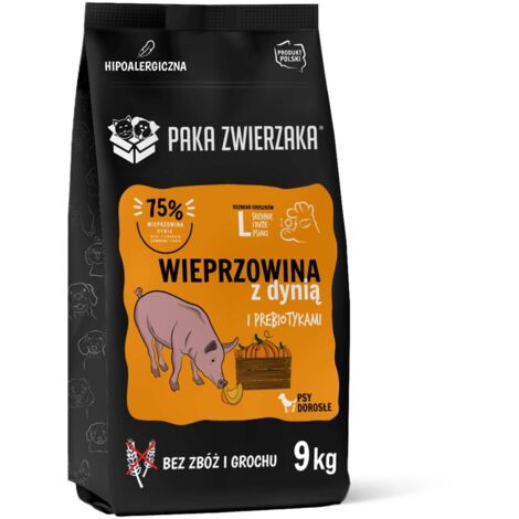 PET PAKA Croquettes pour chien au porc et à la citrouille - 9 kg