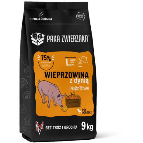 PET PAKA Schweinefleisch mit Kürbis L - Trockenfutter für Hunde - 9 kg