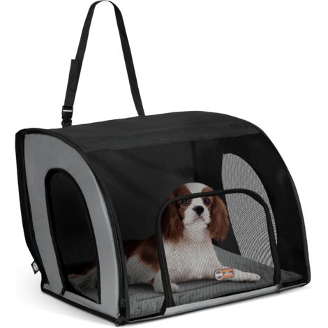Pet Products Enclosed Dog Car Seat, Travel Safety Carrier for Pets, Dog Travel Car Seat, Soft-Sided Covered Cat Carrier, Washable Pad, Multiple Entrances, Mesh Windows - Medium 24 X 19 X 17in