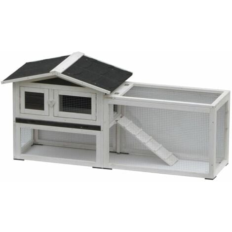 @Pet Rabbit Hutch Manou White and Black 155x53x70 cm 20086