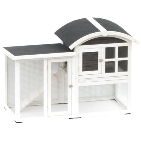 @Pet Rabbit Hutch Piazza White and Black 130x62x90.5 cm 20085
