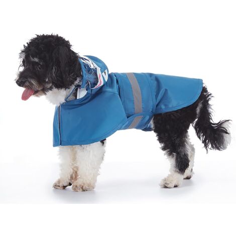 Pet Raincoat - Cute Dog Raincoat - Blue Cape - With transparent hood, suitable for small and medium-sized dogs, reflective, waterproof, lightweight raincoat with ventilation holes, size L