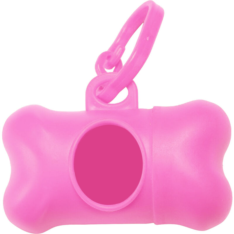 Pet Sac Distributeur Boite Merde - Comprend 1 Rouleau (15 Sacs Crottes De Chien) - Odeur Agreable, Etanche, Ecologique Poop Sacs Pour Chiens, Rose