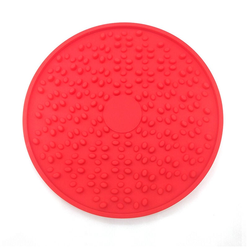 Pet Slow Food Bowl Pet Dog Licking Plate Slow Food Mat Ronde Silicone Pet Slow Food Ventouse Chien Rouge