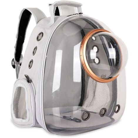 Pet Space Capsule Backpack, Small Medium Cat Puppy Dog Carrier, Transparent Breathable Heat Proof, Pet Carrier for Travel Hiking Walking Camping, Grey