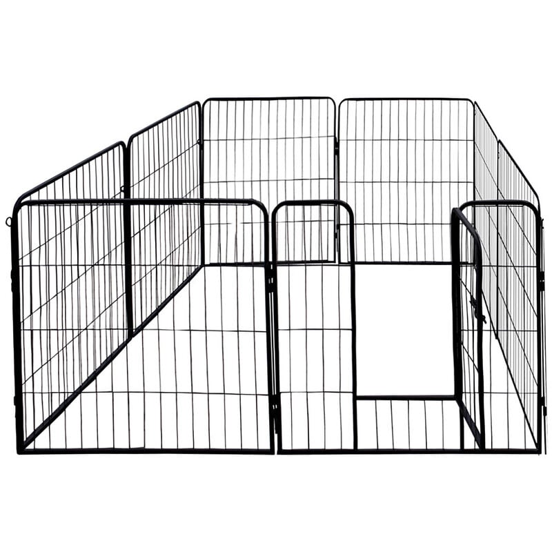 Petigi - Parc Enclos Cage pour Chiens Chiots Animaux Lapin Métal Solide 100x80cm 8 Panneaux