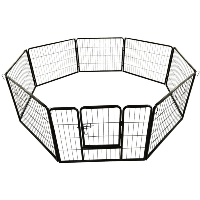 Petigi - Parc Enclos Cage pour Chiens Chiots Animaux Lapin Métal Solide 60x80cm 8 Panneaux