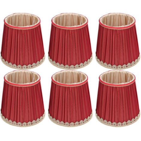 Petit abat-jour en tissu rouge vin bord doré, pour lustre de Table E14, applique murale