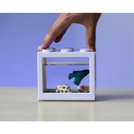 Petit aquarium, aquarium doré, aquarium betta, aquarium en plastique ornemental de bureau, acrylique transparent, petit bureau écologique - couleur du produit blanc