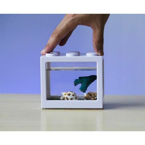 Petit aquarium aquarium doré combattant l'aquarium de poissons de bureau aquarium ornemental en plastique transparent acrylique, petit bureau de protection de l'environnement-produit couleur blanc