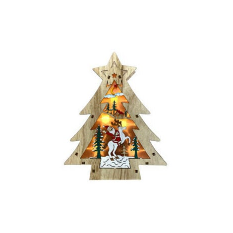Petit arbre de Noël en bois avec lumière