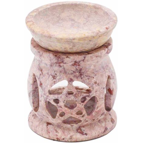 Petit Brûleur à Huile en Pierre Stéatite 8cm - Pentigon Trois Lunes- Vendu par 1