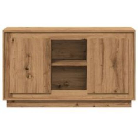 Petit buffet 2 portes 1 étagère extérieure 102cm – Modèle Novila-Marron clair
