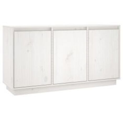 Petit buffet 3 portes en bois massif de pin Romane – Style classique et fonctionnel-Blanc