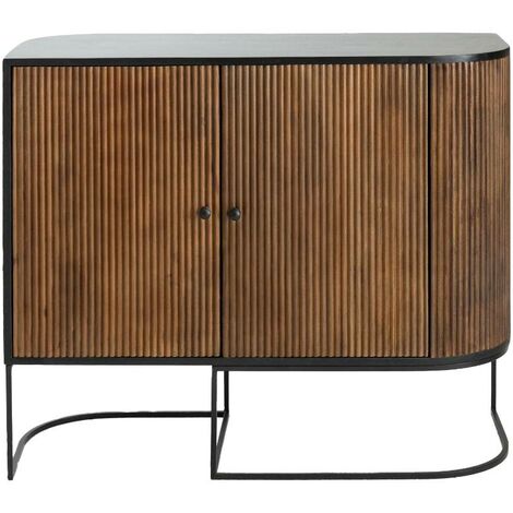 Petit buffet arrondi en bois de manguier et métal Ysé
