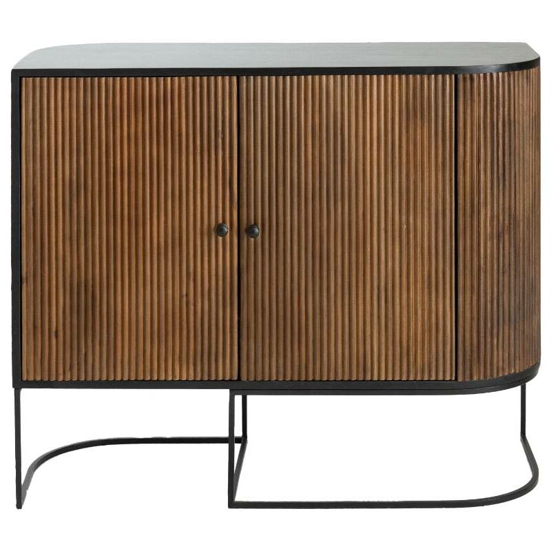 Petit buffet arrondi en bois de manguier et métal Ysé