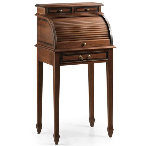 Petit bureau secrétaire en bois d'acajou marron Castle 55cm
