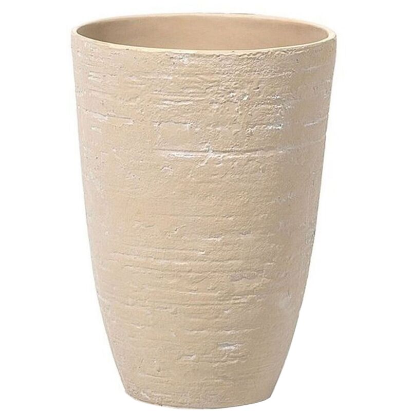Petit Cache-Pot Beige en Forme de Vase 35 x 35 x 50 cm Robuste en Pierre et Polyrésine, Pot de Fleurs Idéal pour Extérieur et Intérieur Beliani