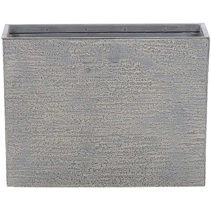 Bac à Fleur Rectangulaire Gris 25 x 60 x 45 cm en Pierre et Résine avec Trou de Drainage pour Jardin ou Terrasse Moderne et Minimaliste Beliani