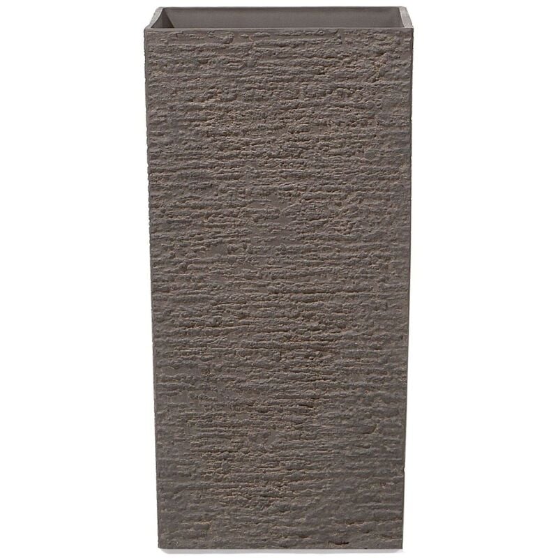 Haut Cache-Pot Marron Carré 35 x 35 x 70 cm Pot de Fleurs Robuste en Pierre et Polyrésine au Design Moderne Idéal pour Extérieur et Intérieur Beliani