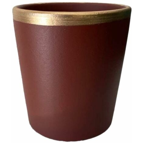 Pot pour plante et son cache pot rouge brun - Collection Brasil (lignes  horizontales)