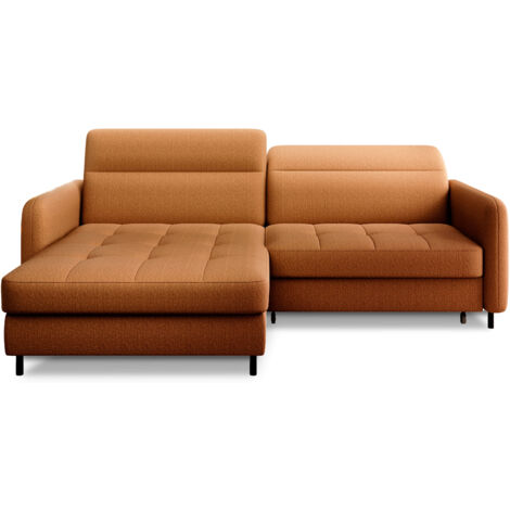 Petit canapé d’angle convertible tissu Kunder angle gauche-Orange-angle gauche